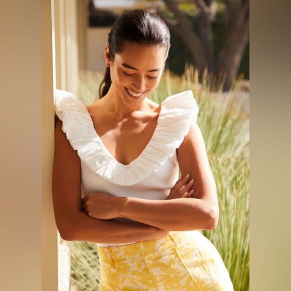 Anthropologie Maeve Ruffled V-Neck Blouse NWT - Picture 1 of 6
